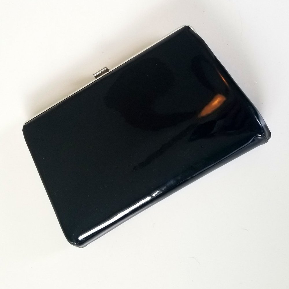 Classic Black Patent Clutch Wristlet